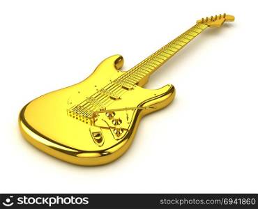 3d render of a gold electric guitar
