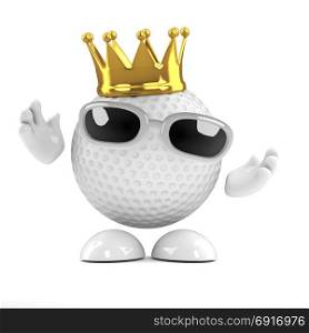3d render of a golf ball wearing a gold crown