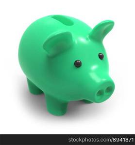 3d render of a green piggy bank