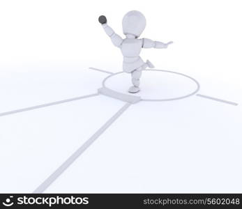 3D render of a man competing in the shot putt