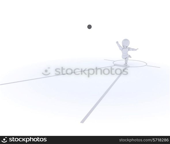 3D render of a man competing in the shot putt