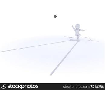 3D render of a man competing in the shot putt