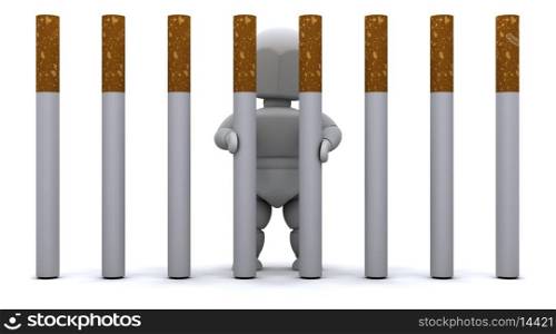3D render of a Man in Cigarette Prison