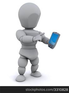 3D render of a man on a mobile phone