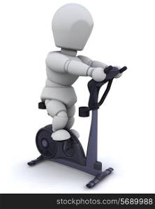 3D render of a man on an exercise bike