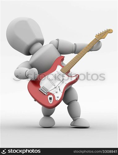 3D render of a man playing a guitar