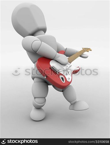 3D render of a man playing a guitar