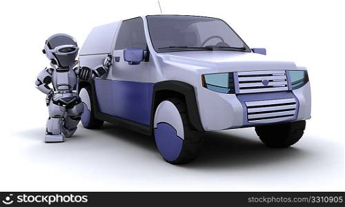 3D render of a man with a car