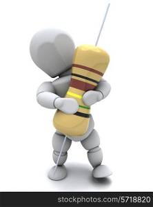 3D Render of a Man With A Resistor