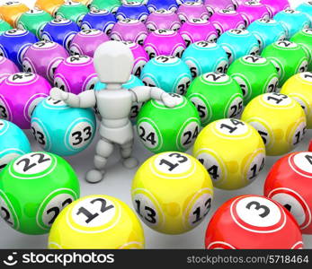 3d render of a man with bingo balls