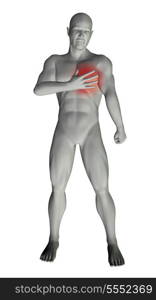 3D render of a man with chest pain