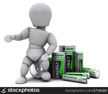 3D Render of a Man with NiMH Batteries