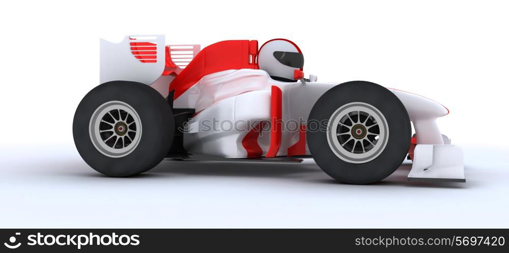 3D render of a man with race car