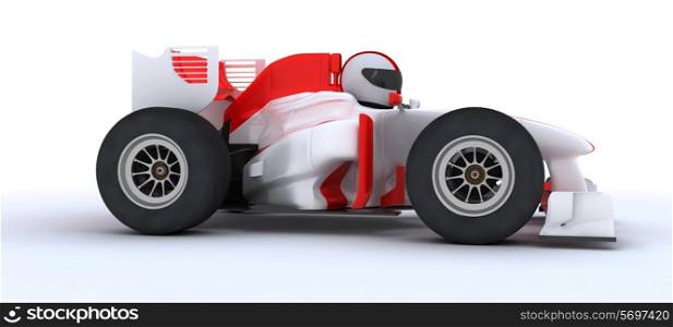 3D render of a man with race car