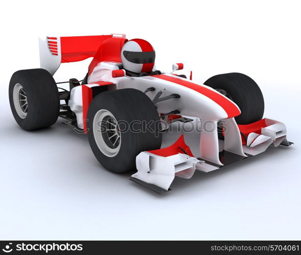 3D render of a man with race car