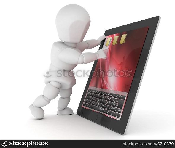3D render of a man with tablet PC