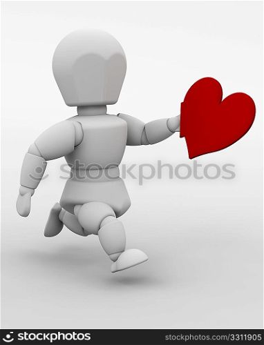 3d render of a man with valentines card