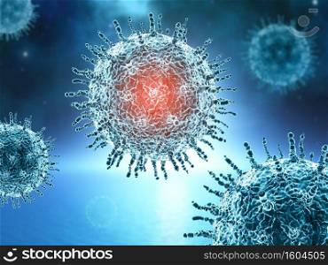 3D render of a medical background with virus cells