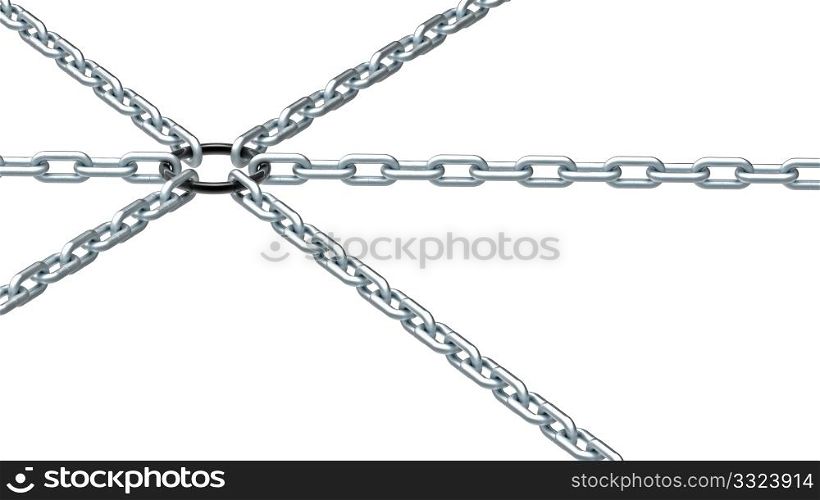 3d render of a metal chain isolated on a white background