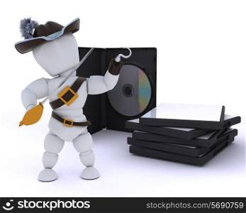 3D render of a Pirate with DVD software