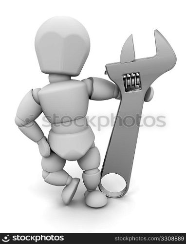 3D render of a plumber with a wrench