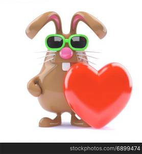 3d render of a rabbit with a red heart