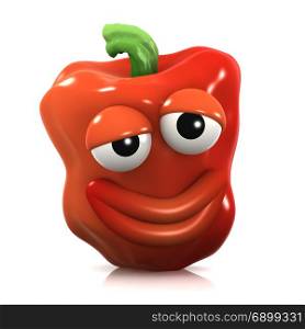 3d render of a red pepper in a strange mood
