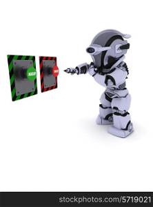 3D Render of a Robot deciding which button to push