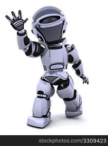 3D render of a robot introducing or presenting
