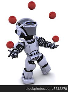 3D render of a robot juggling balls