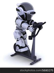 3D render of a robot on an exercise bike
