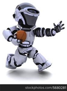 3D render of a Robot playing american football