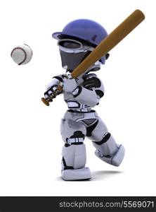 3D render of a Robot playing baseball