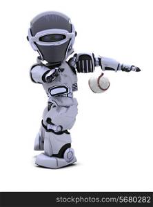 3D render of a Robot playing baseball