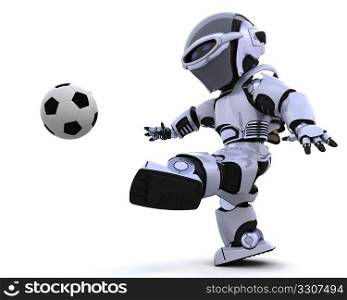 3D render of a robot playing soccer