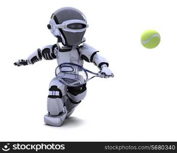 3D render of a Robot playing tennis