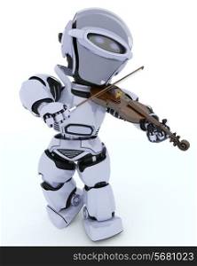 3D render of a Robot playing the violin