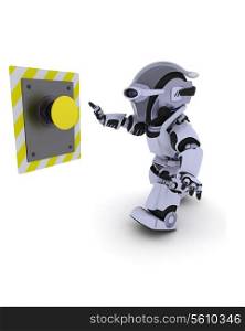 3D Render of a Robot pushing a button