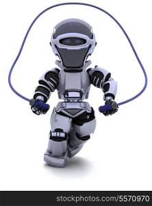 3D render of a Robot skipping with rope