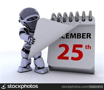 3D render of a robot with a calender