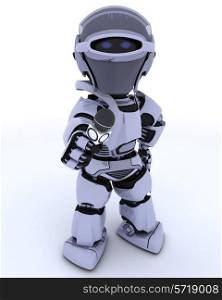 3D render of a Robot with a reporters microphone
