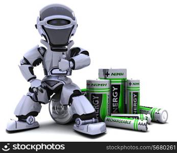 3D render of a Robot with Batteries