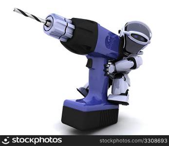3D render of a robot with drill