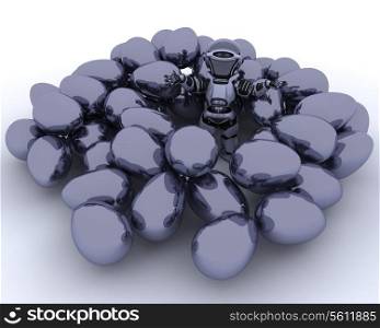 3D render of a robot with ester eggs