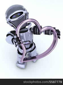 3D render of a Robot with heart charm