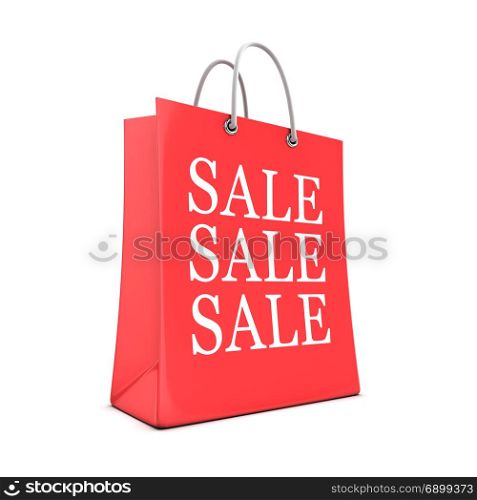 "3d render of a shopping bag with "Sale" written on the side"