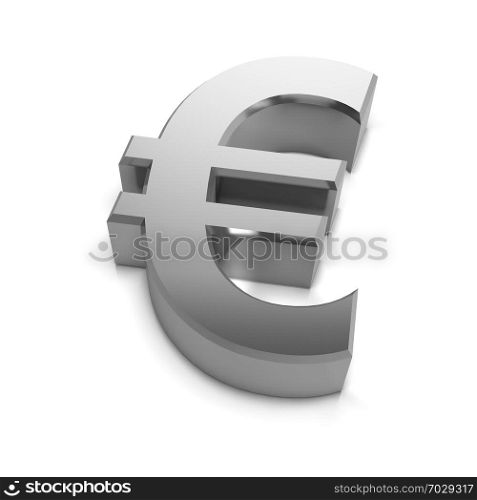 3d render of a silver Euro currency symbol