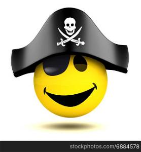 3d render of a smiley dressed as a pirate