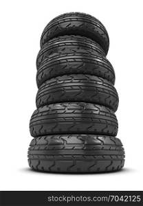 3d render of a stack of rubber tyres