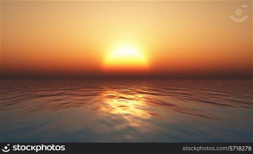 3D render of a sunset over an ocean